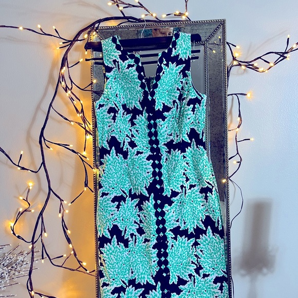 NWOT Crown & Ivy beautiful size 2 navy & green dress - Picture 4 of 9